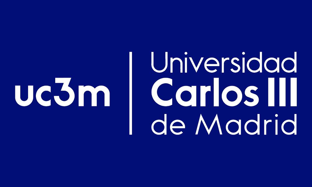 Logo de la UC3M a 3 líneas con fondo azul