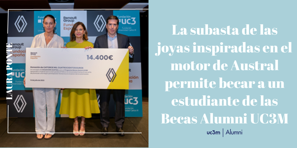 La subasta de las joyas inspiradas en el motor de Austral permite becar a un estudiante del Programa Becas Alumni UC3M