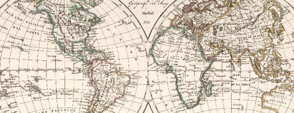 fotografía de un mapa mundi antiguo
