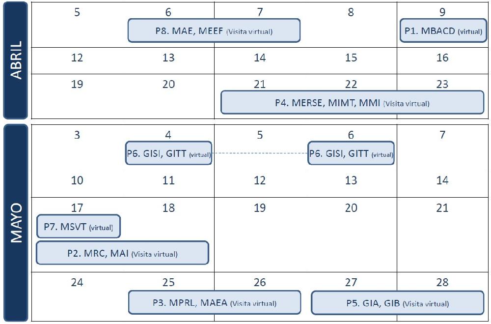 Calendario de visitas de paneles 2021