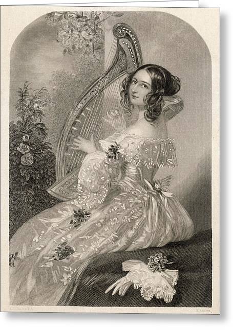 Dibujo de mujer tocando el arpa
