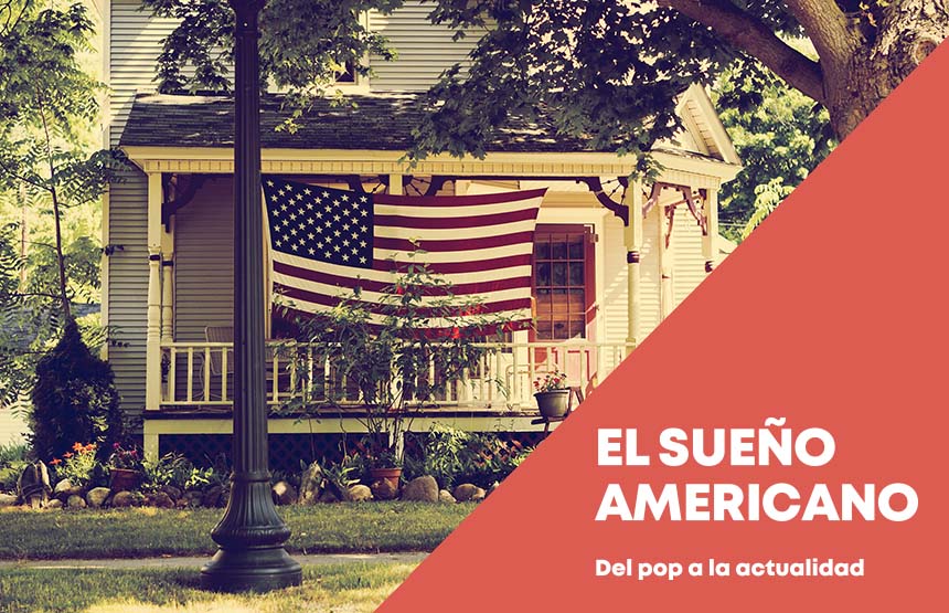 Vivienda con bandera americana