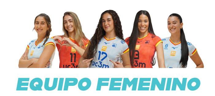 Foto del Equipo Femenino  de Voley, debajo de las siluetas pone 