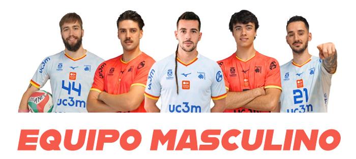 Foto del equipo masculino de Voley, debajo de las siluetas pone 