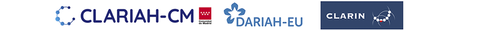 Logotipos de las plataformas: Clarioah-CM, Dariah-EU y Clarín
