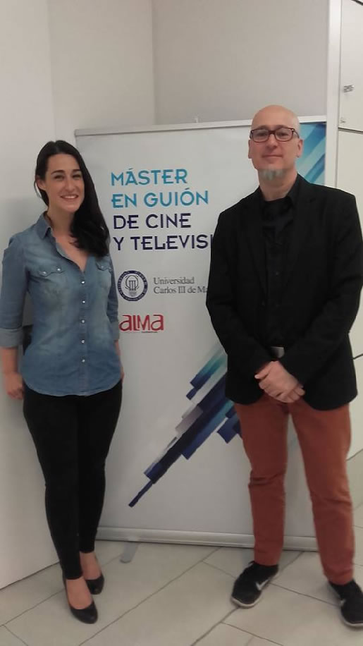 Roberto Verona y Miren Martinez en el Máster Guión Cine y Televisión UC3M