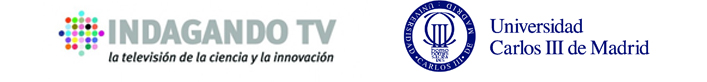 Logos de la UC3M y de Indagando TV la television de la ciencia y la innovacion