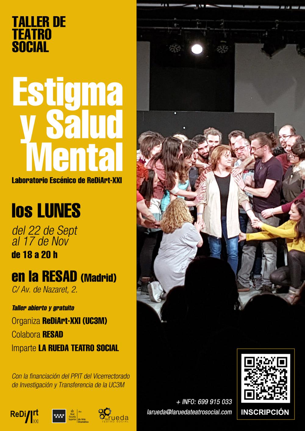 CARTEL TALLER DE TEATRO SOCIAL ESTIGMA Y SALUD MENTAL