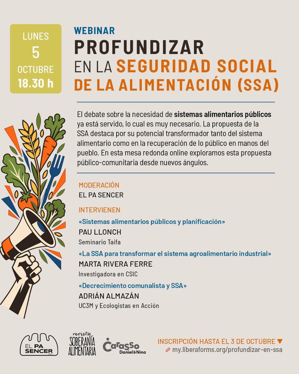 Banner Webinar Profundizar en la Seguridad Social de la Alimentación (SSA)