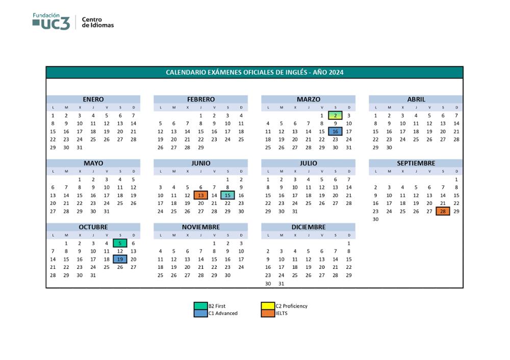 Calendario exámenes oficiales inglés