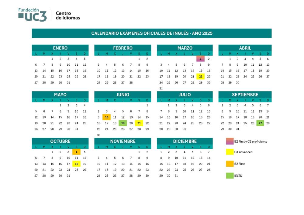 Calendario exámenes oficiales inglés
