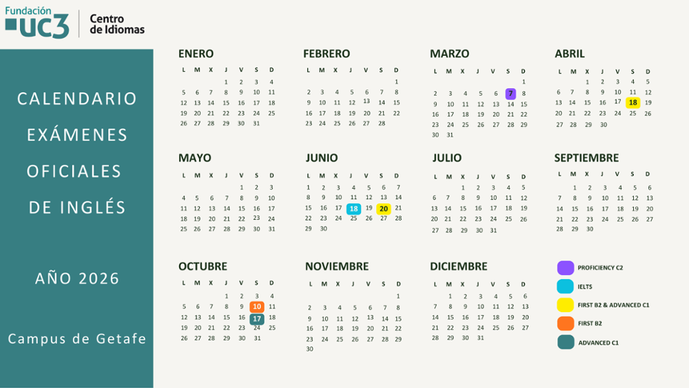 Calendario exámenes oficiales inglés