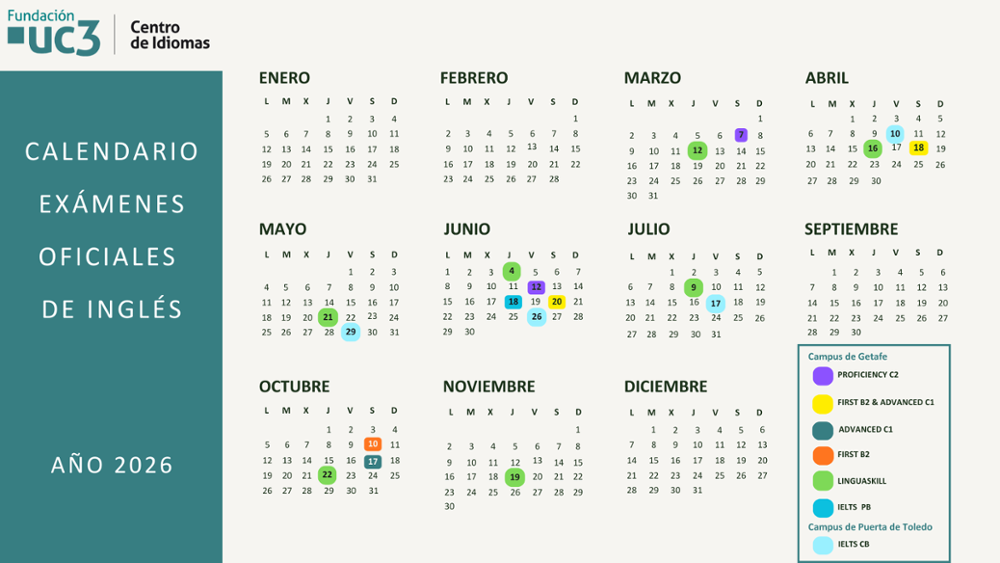 Calendario exámenes oficiales inglés