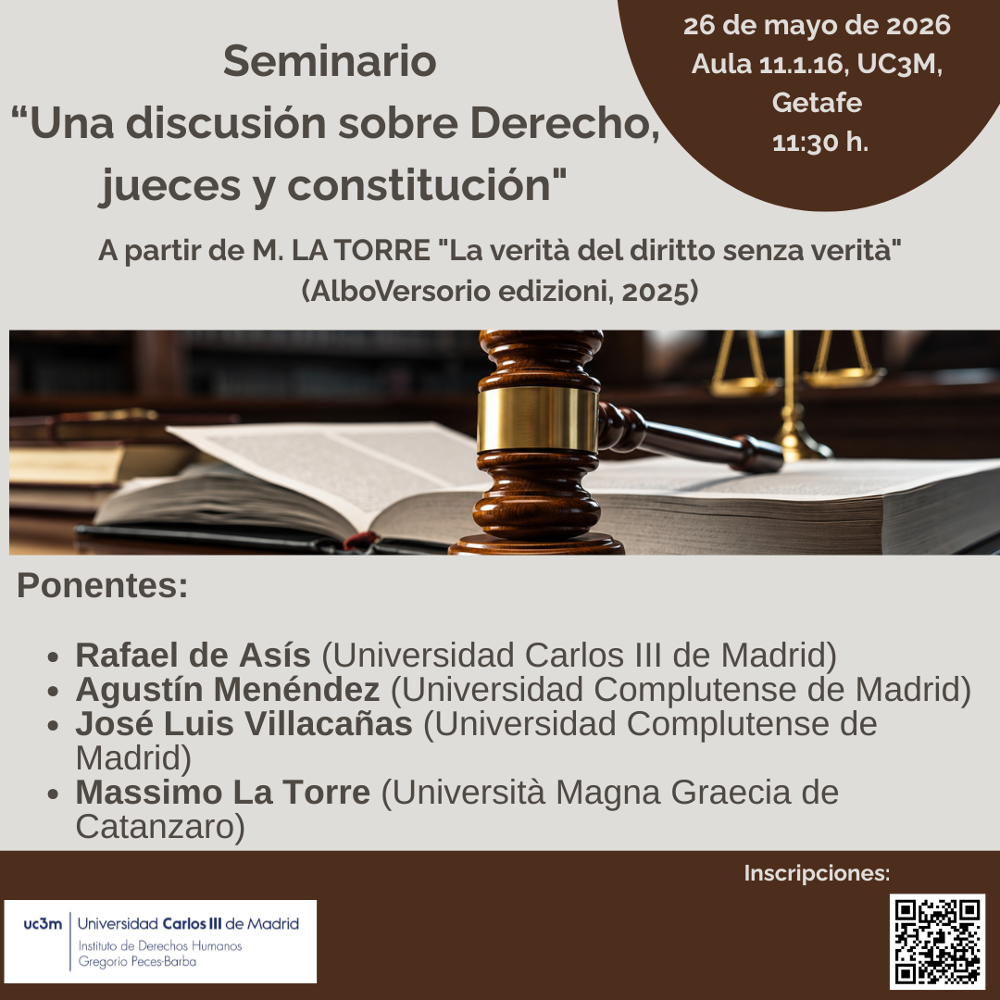 Cartel seminario Una discusión sobre Derecho, jueces y constitución