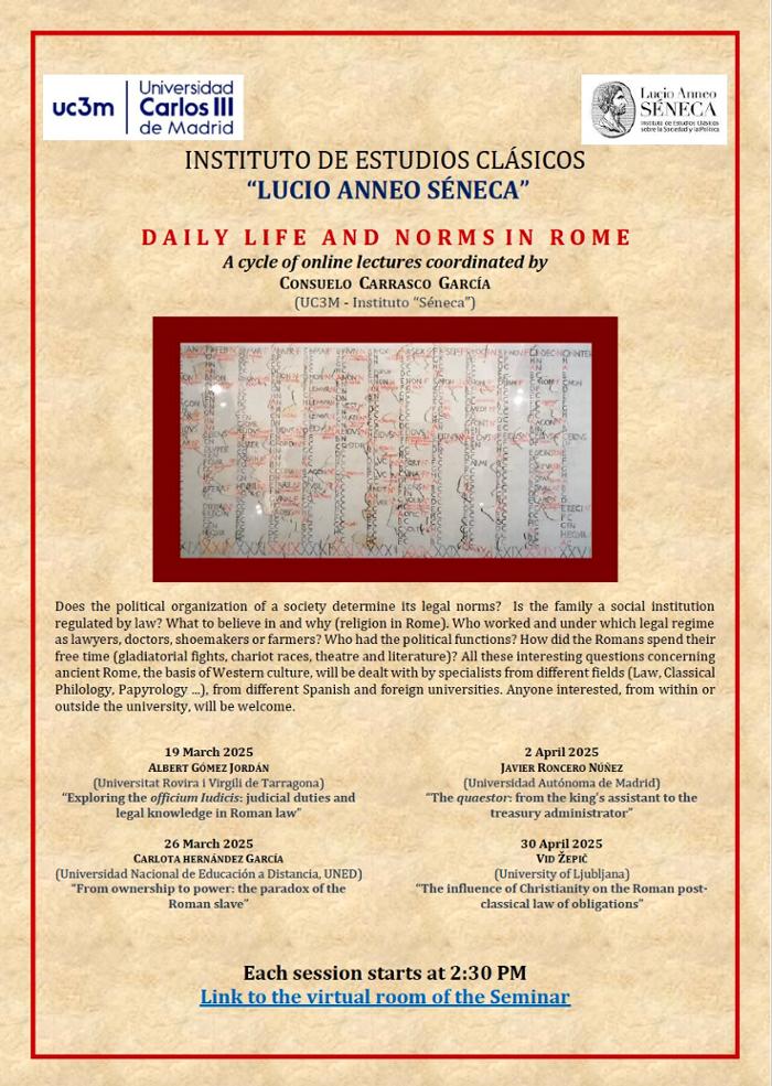  Cycle of lectures Daily Life and Norms in Rome 