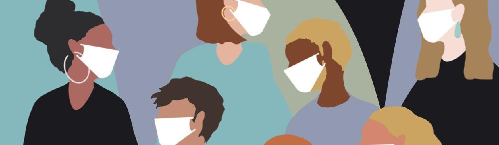 Gente con mascarillas