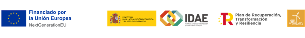 El emblema de la Unión Europea, así como una referencia a dicha  organización • Una declaración de financiación adecuada que indique “Financiado por la Unión Europea – Next GenerationEU” • Mención al Plan de Recuperación, Transformación y Resiliencia • El Logo del Ministerio para la Transición Ecológica y el Reto Demográfico • El Logo del IDAE • El logo de la línea de ayuda