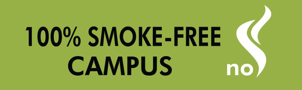 se lee campus cien por cien sin humos y se ve la imagen del humo de un cigarrillo sobre la palabra no