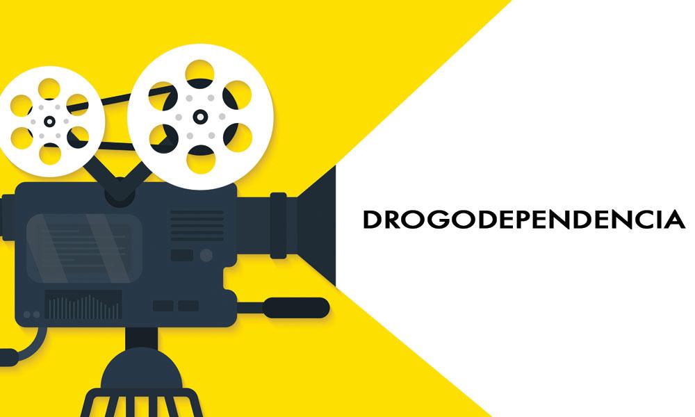 proyector de cine proyecta la palabra drogodependencia