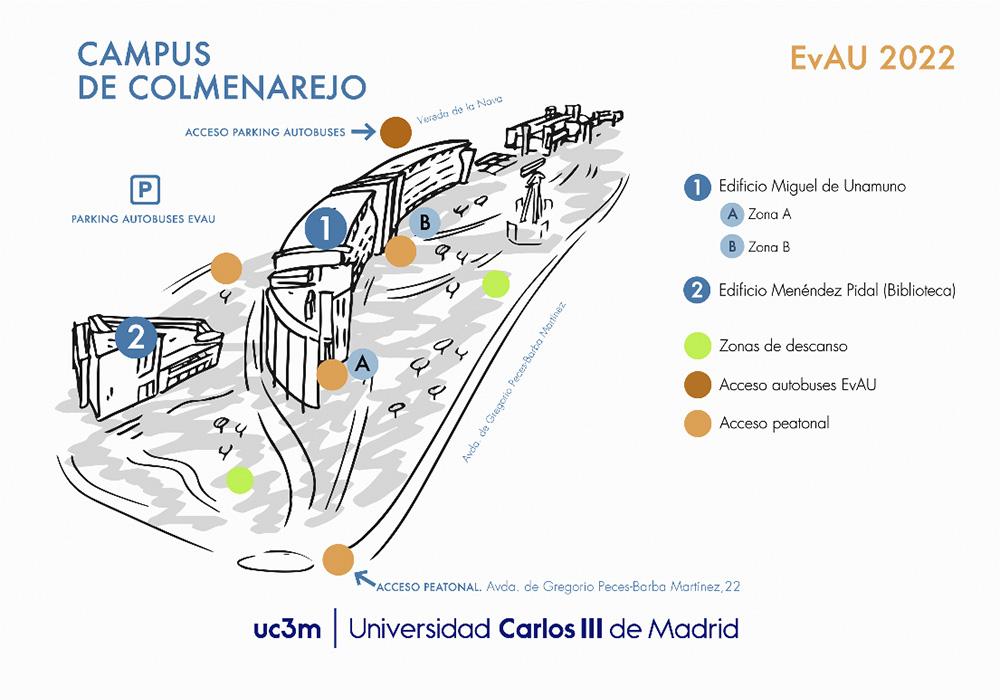 Mapa del campus de colmenarejo y sus accesos