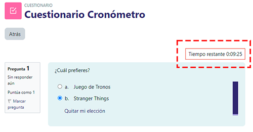 Cronómetro para tareas con temporizador, en la aplicación Aula Global