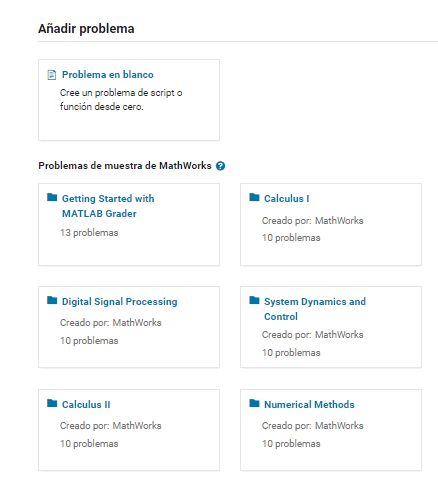 Imagen del menú de Matlab Grader (Beta)