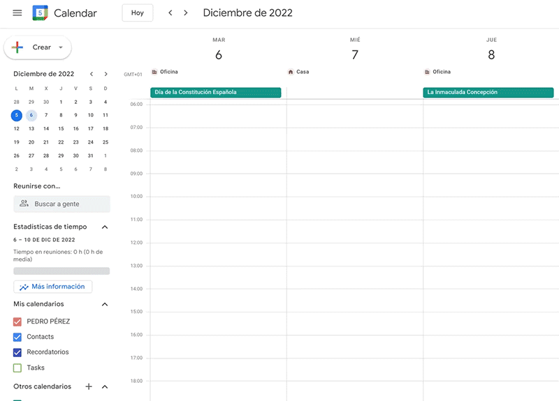 Proceso para configurar tutorías en Google Calendar
