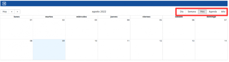 Vista del calendario