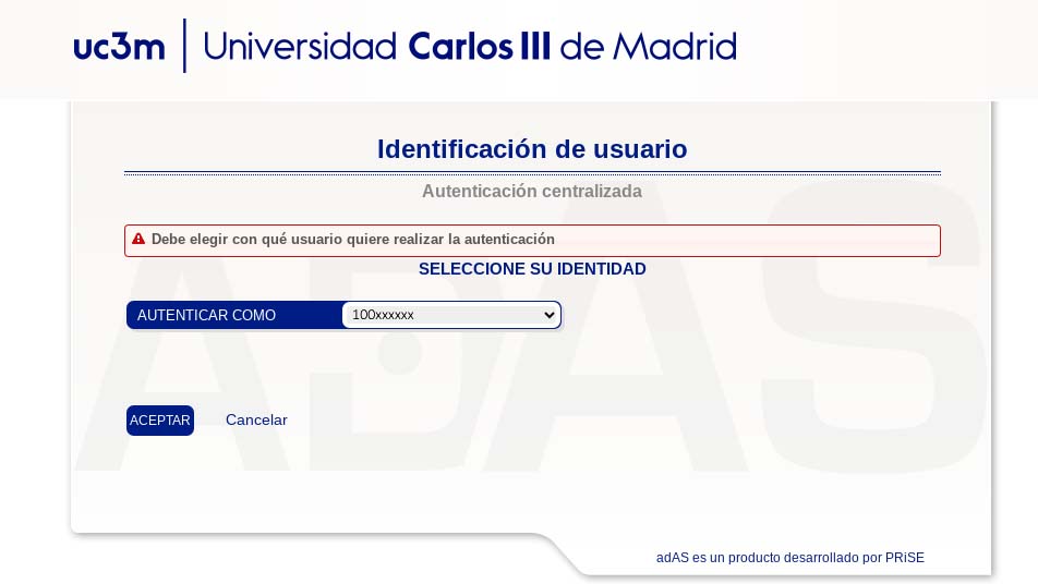 Interface de identificación de usuario