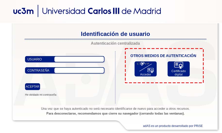 Interface de métodos de autenticación de usuario