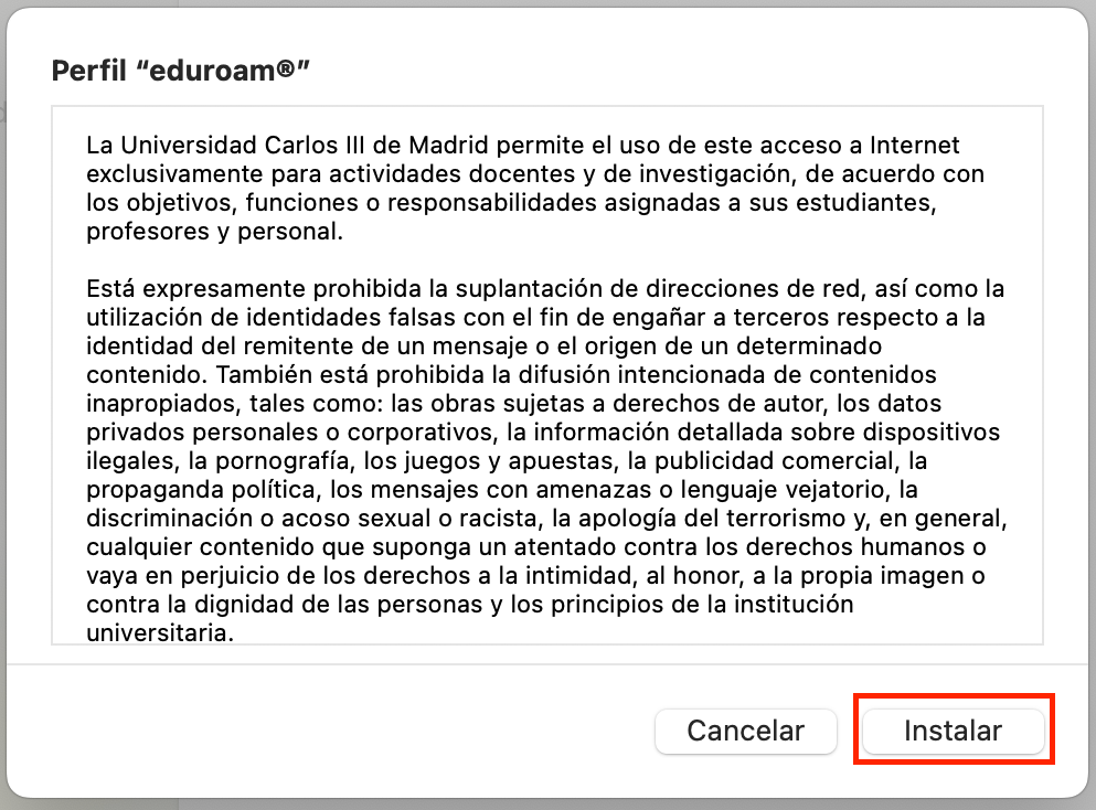 Opciones de conexión manual de red Wifi en Mac
