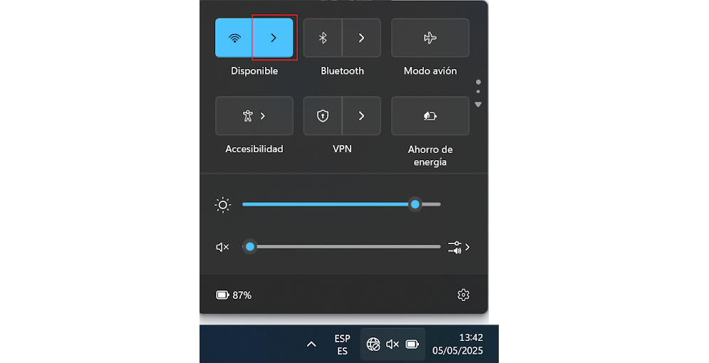 Opciones de conexión manual de red Wifi en Windows 11