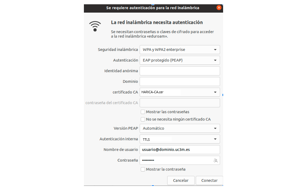 Seleccionar red en Linux