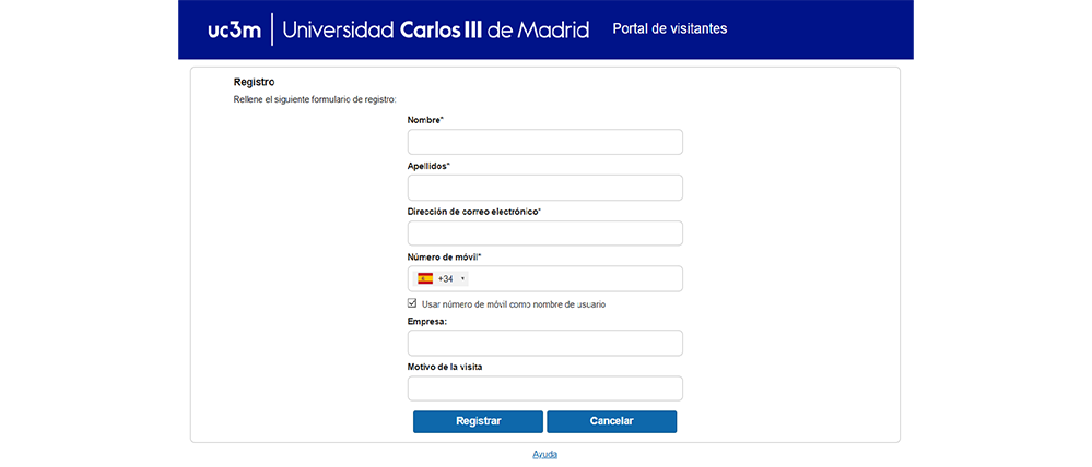 Wifi UC3M-Visitantes pantalla para registro previo