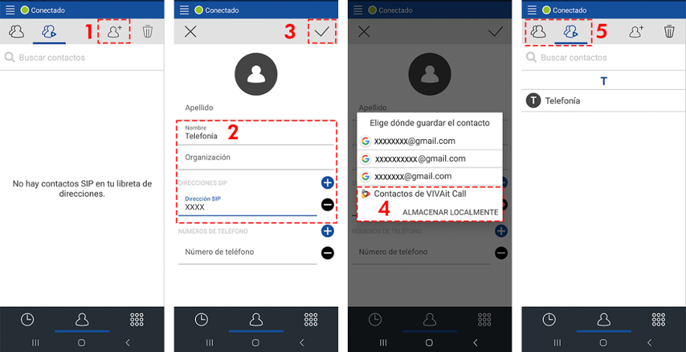 Pasos para añadir contactos corporativos en webphone
