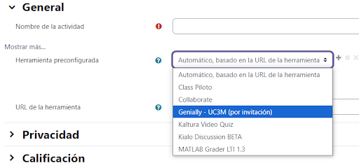  Interfaz de genially integración UC3M