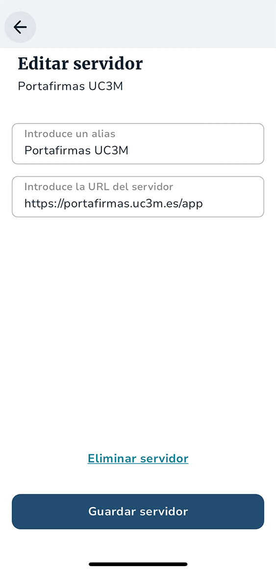 Configuración servidor Portafirmas UC3M https://portafirmas.uc3m.es/app