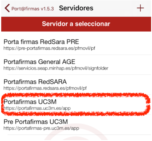 Configuración servidor Portafirmas UC3M https://portafirmas.uc3m.es/app