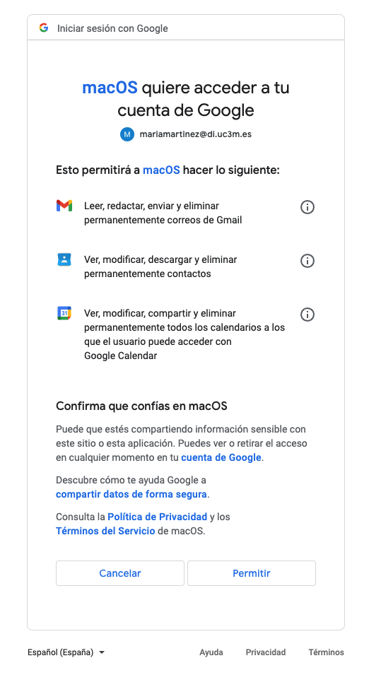 Configuración Applemail Configuración paso 6