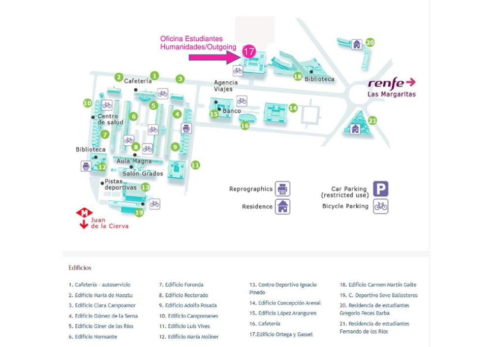 Mapa del campus de Getafe