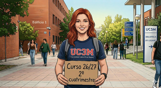 Alumna con cartel modificación matrícula 2º cuatrimestre