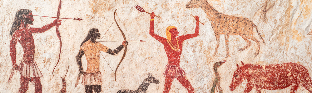 dibujos prehistóricos hobres cazadores