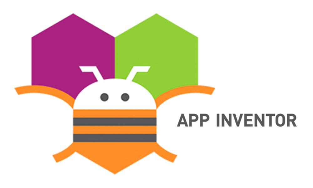 logo de app inventor: una abeja sonriente en su celda de colores
