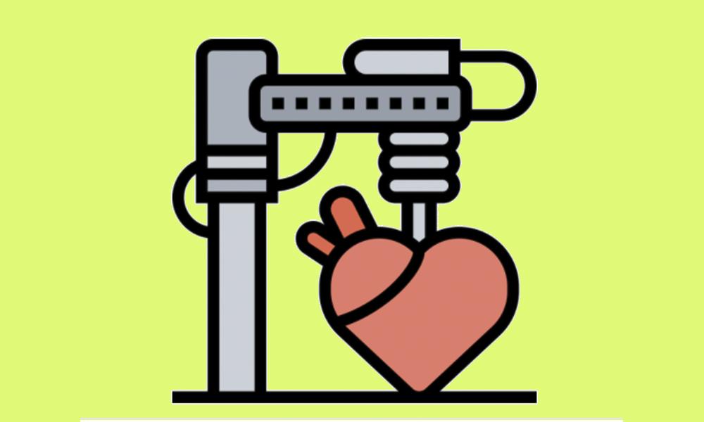 Dibujo de una impresora 3D que esta fabricando un corazón