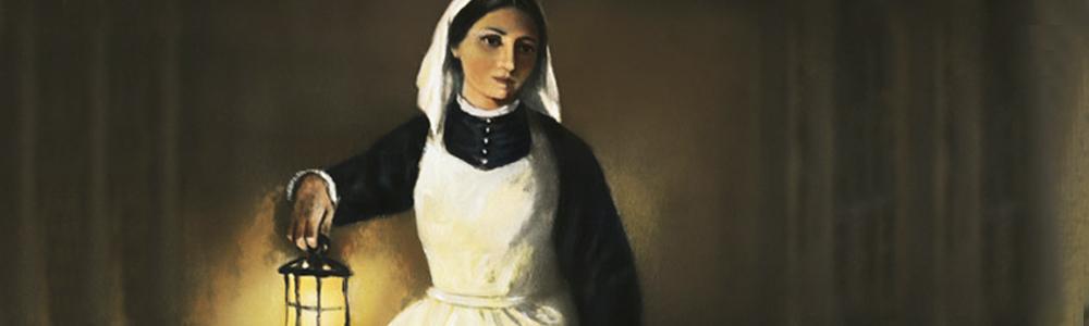 ilustración de Florance Nightingale con un candil