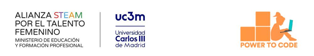 Logotipo de la alianza stem + logo carlos III y logo power to code