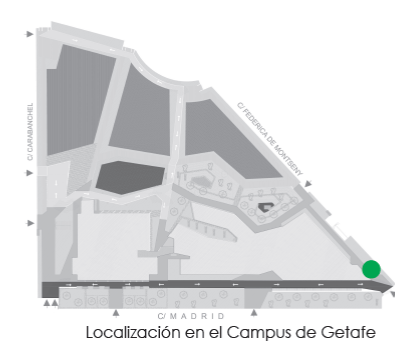 Plano del Campus de Getafe indicando dónde se encuentra esta especie 