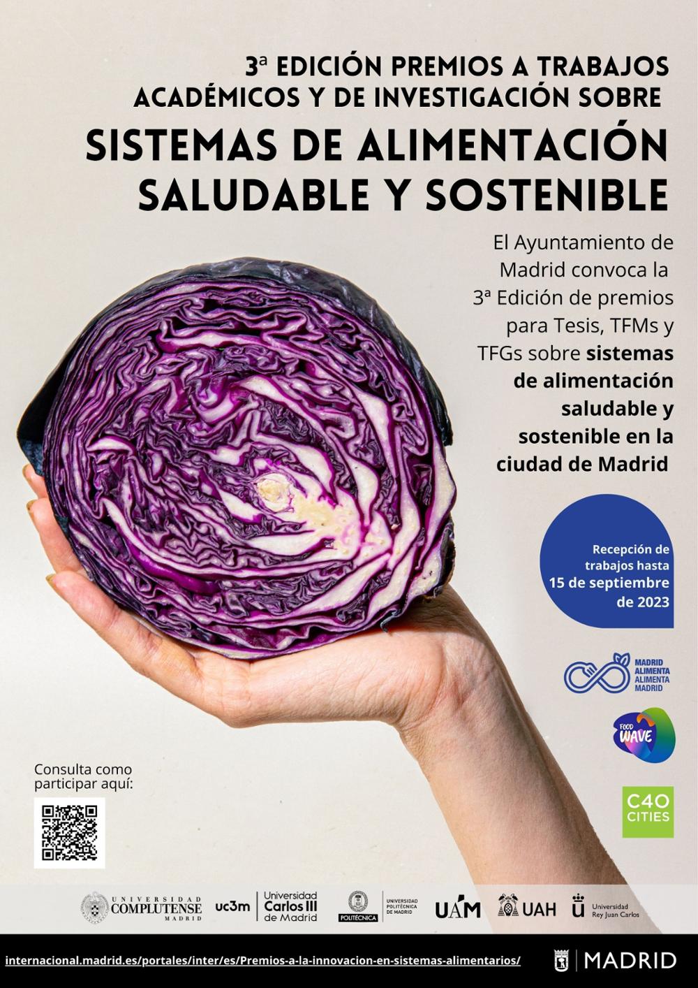 Tercera edición de los Premios a trabajos académicos y de investigación sobre sistemas de alimentación saludable y sostenible de la ciudad de Madrid 2022