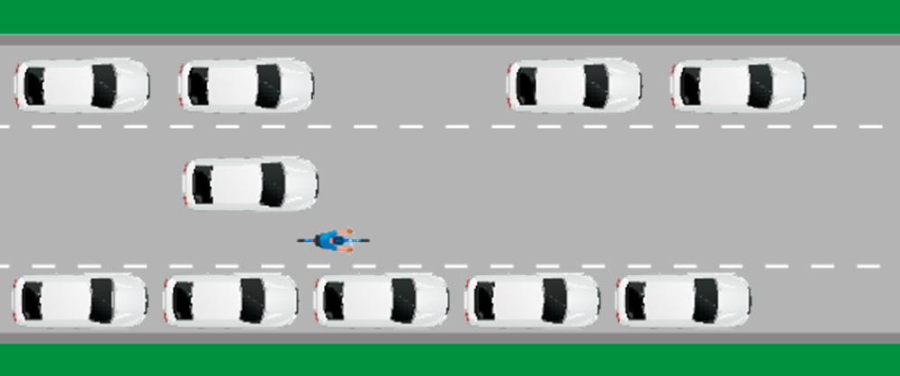 Circulando en una calle con coches 