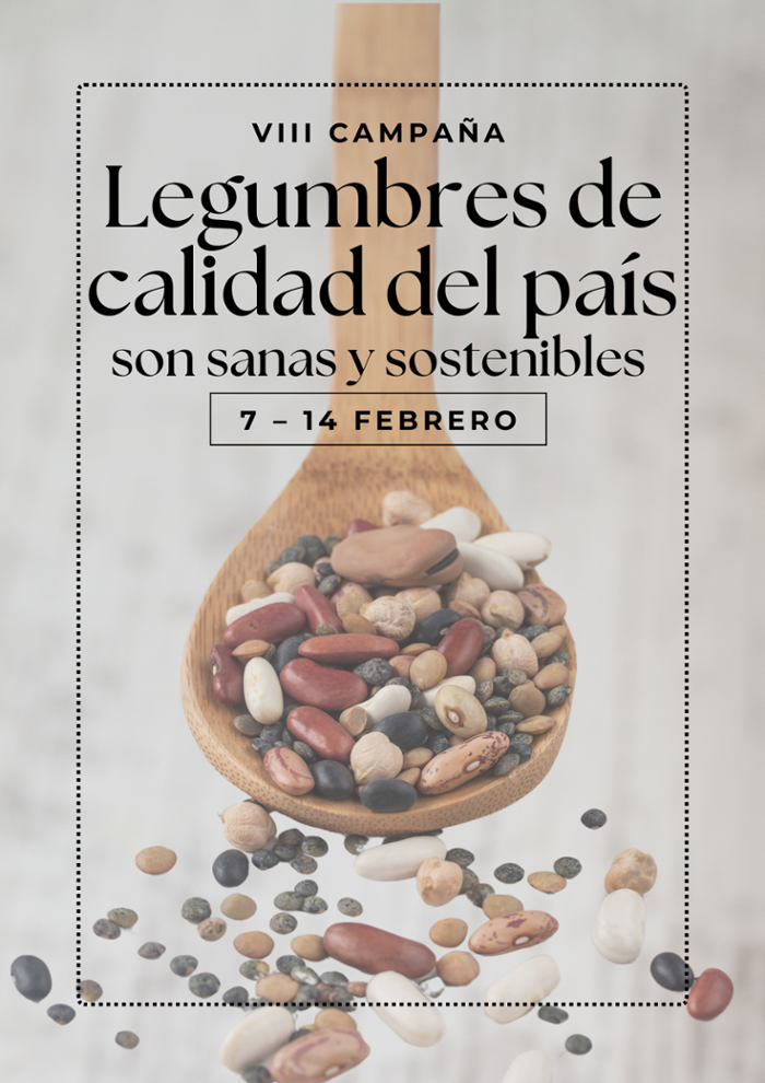 Cartel.  'Legumbres de calidad del país: son sanas y sostenibles'